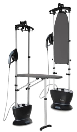Défroisseur vapeur haute pression 4 bars avec table amovible 2400 watts, débit vapeur continu ou piloté et fer réglable en température, marque française