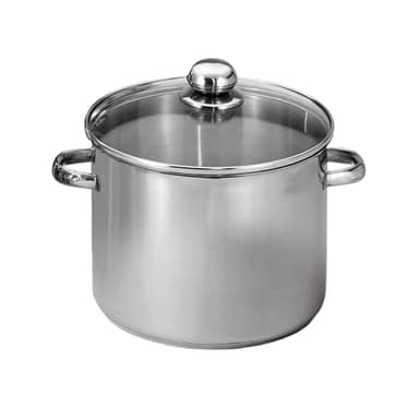 BAUMALU - Marmite Traiteur en Acier Inoxydable - Couvercle Verre, Trou Vapeur, Poignées Métal - Tous Feux dont Induction - Triple Fond Diffuseur - Ø32cm, 19L, Argenté