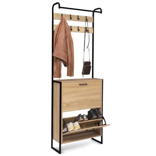 IDMarket - Vestiaire d'entrée LUIS meuble chaussures 2 portes design industriel