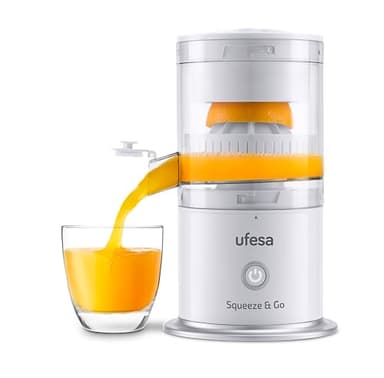 Ufesa Squeeze & Go Blanc,Presse-Agrumes Electrique,Inalambrique,Extracteur de Fruits Multifonctionel, Extracteur de Jus Portable, Rechargeable USB, Capacité de 220 ml, 45W Puissance, Sans BPA