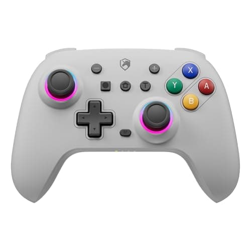 ECHTPower Manette Switch 2 Gris, 2025 Couleur Rétro Manette Switch sans Fil avec Hall Joysticks/RGB/Macro/Turbo/Vibration/6 Axes, Manette Switch Pro Bluetooth Compatible avec Switch/OLED/PC/Adroid/iOS