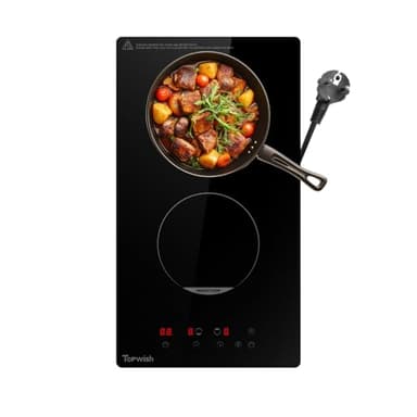 Topwish plaque induction 2 feux,plaque induction,tables de cuisson,cuisiniere induction con avec sécurité enfant,funzione Boost,touch control,indicatore di calore residuo,timer,29*52*6.4cm,avec prise