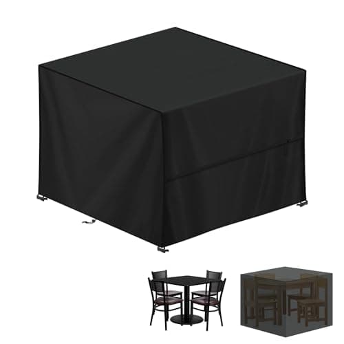 LAMUNI Housse Salon de Jardin Exterieur, Housse Table de Jardin, 420D Tissu Oxford Bâche Table Jardin, Housse Protection Table Jardin, Imperméable Housses pour Table de Jardin, Carré, 100x100x80cm