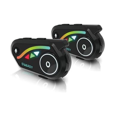 SWAREY V8 Intercom Moto Système de Communication Bluetooth pour Casque de Moto Radio FM/Partage de Musique/Appel téléphonique (2 unités, 2X Motards)