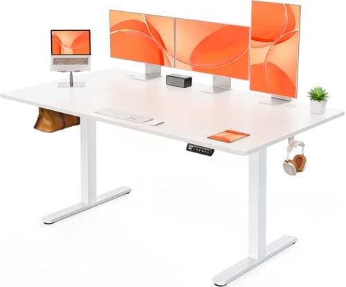 ErGear Bureau Assis Debout Electrique, Bureau Réglable en Hauteur Electrique 160 x 80 cm avec Panneau Intelligent à 4 Mémoires, Bureaux Blanc avec Plateau en Panneaux Assemblés