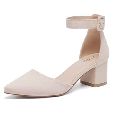 TLOLA Chaussures de cour à talon moyen pour dames Sandales élégantes Pompes pour mariages Parties 5.7 cm Beige 40