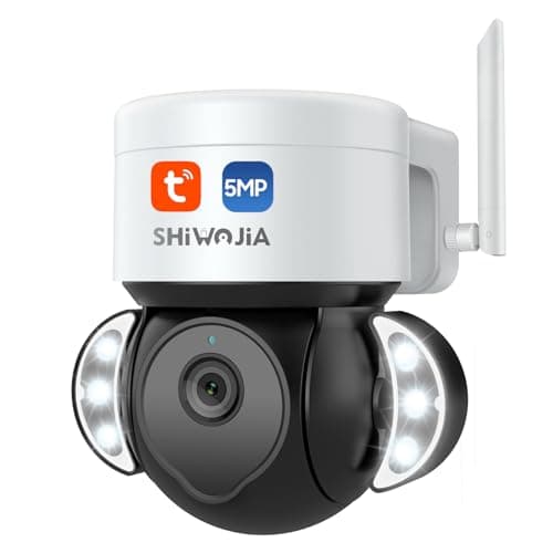 SHIWOJIA Camera Surveillance Exterieur WiFi 5MP Tuya, Caméra Extérieure WiFi Smart Life, Détection de Mouvement, Audio Bidirectionnel, Etanche IP66 Vision Nocturne Couleur