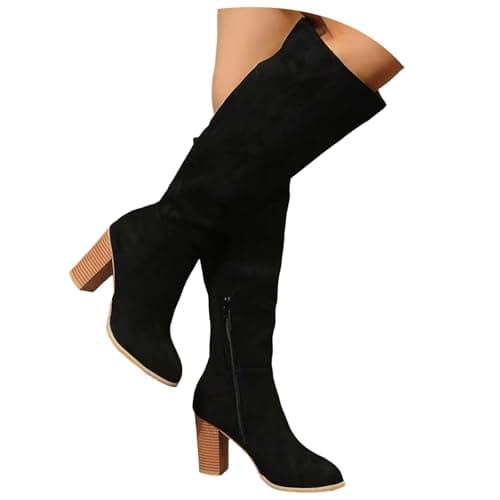 Bottine Femme Noir 42, Bottes pour Femme Mollet Large Pieds Larges Chaussure Grande Taille Souple Bottes Confortable Fantaisie Boots Hiver Cuir Bottine