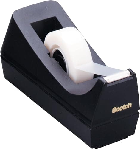 Scotch Distributeur de Ruban Adhésif Rechargeable C38, Noir - Idéal pour l'École, la Maison et le Bure
