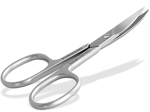 Ciseaux à ongles de Solingen avec microdenture unilatérale Fabriqués en Allemagne en acier inoxydable avec lame extra tranchante et légèrement incurvée pour la manucure et la pédicure 9,5 cm