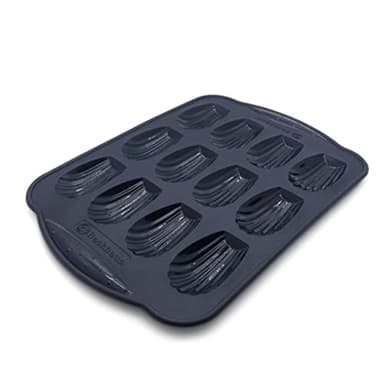 Backhaus - Moule à 12 Madeleines en Silicone Antiadhérente de Qualité Pro - Noir
