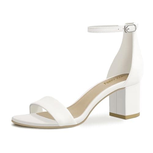PIZZ ANNU Sandales Femme Été Confortable Talon Bloc Bout Ouvert Mode Glitter Chaussures Mariage Bride Boucle J Blanche EU 39