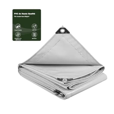Laneetal Bâche de Protection - Imperméable, Résistante, Polyester Revêtu de PVC 500 g/m² Untra Haute Densité avec œillets Couverture, Taille/Couleur au Choix - d'Extérieur Camion, Meuble de Jardin