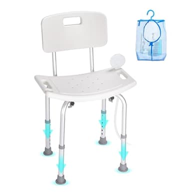 VEVOR Siège de Douche Antidérapant Hauteur Réglable 390-520 mm Chaise de Douche Chargeant 158,8 kg Fauteuil de Bain en Alu et PE Aide à la Douche pour Personnes Âgées Femmes Enceintes Salle de Bain