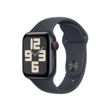 Apple Watch SE (2ᵉ gén) 40 mm GPS + Cellular Montre connectée avec Boîtier en aluminium minuit et Bracelet Sport minuit (S/M). Suivi activité et sommeil, détection accidents, suivi fréquence cardiaque