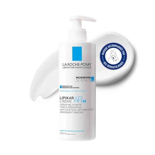 La Roche-Posay, Lipikar, Crème AP+M Relipidante Triple Réparation, Nourrit & Apaise, Enrichi en Niacinamide & Beurre de Karité, Texture Légère, Pour Peaux Sèches à Tendance à l'Eczéma Atopique, 400 ml