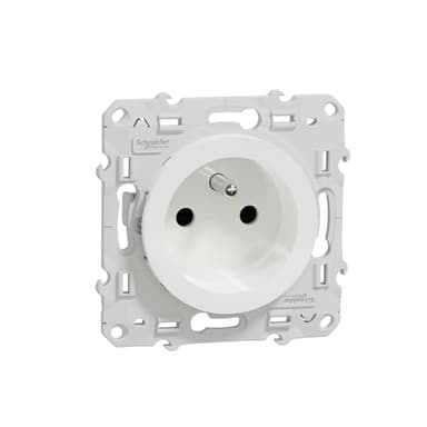 Schneider Electric Odace prise de courant 2P+T blanc, à vis, 4 connexions rapides par pôle