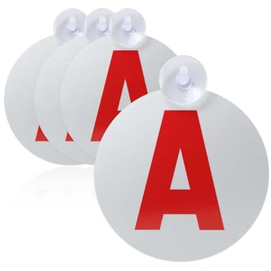 Magnetique Jeune Conducteur, 4 PCS Disque A, Réflexion Nocturne et Haute Visibilité pour Sécurité Routière pour Conducteurs Novice, A Apposer sur Le véhicule, pour Débutant/Apprenti, 15cm Rond