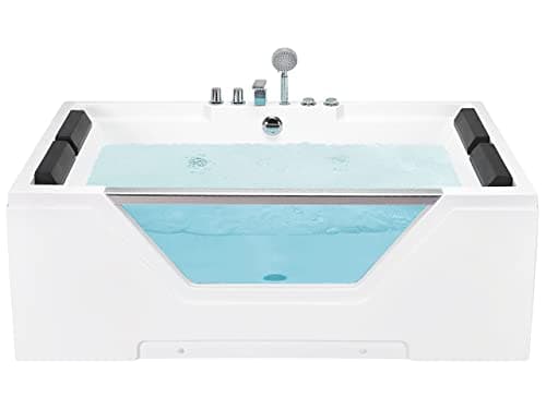 Grande Baignoire Balnéo 2 Places 170 x 120 cm en Acrylique Blanc avec Surface Vitrée Design Moderne Tendance Beliani
