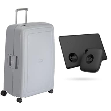 Samsonite S'Cure - Spinner XL Suitcase, 81 cm, 138 L, Silver (Silver) & Tile Bluetooth Item Finder Set