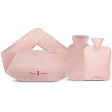 Bouillotte Peluche Ventre avec Housse de Taille Douce, 3 en 1 , Bouillotte Regles Douloureuses pour Chauffe Main/Ventre/Cou (Rose, 1.2L)
