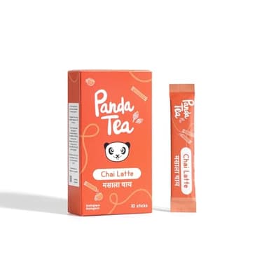Panda tea - Chai Latte Bio en Sticks – Masala Chai en Poudre Sans Sucre – 10 Sticks 15g - Thé Noir & Épices : Clou de Girofle, Cardamome, Cannelle, Gingembre bio - Digestion & Energie
