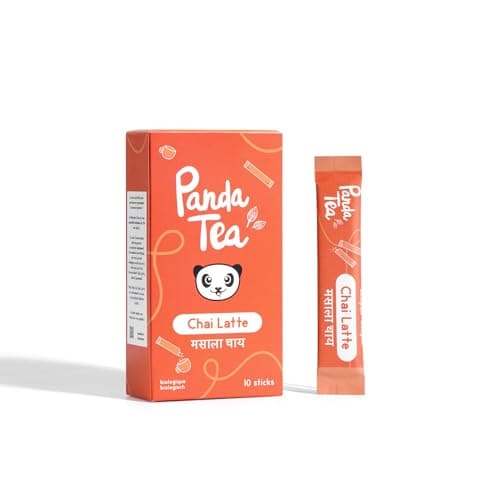 Panda tea - Chai Latte Bio en Sticks – Masala Chai en Poudre Sans Sucre – 10 Sticks 15g - Thé Noir & Épices : Clou de Girofle, Cardamome, Cannelle, Gingembre bio - Digestion & Energie