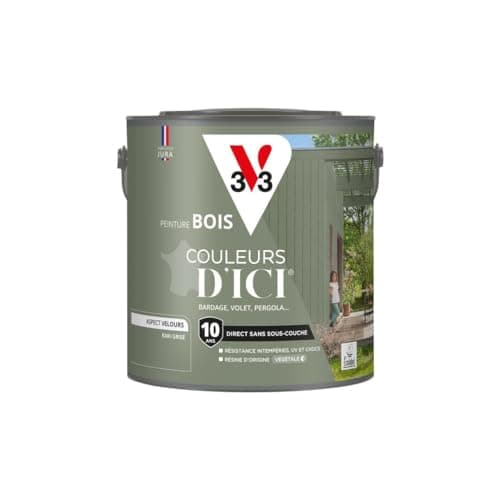 V33 Peinture Bois Couleurs d'ICI ® - Kaki Grisé - 2L