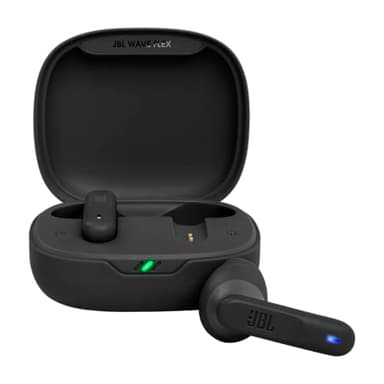 JBL Wave Flex, Écouteurs Intra-Auriculaires Sans Fil, Resistance à l'Eau IP54 et IPX2, Technologie TalkThru et AmbientAware, Autonomie de 32 heures, en Noir