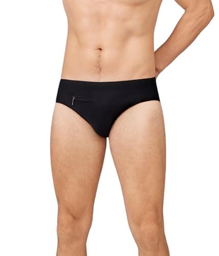 Caleçon de Bain Homme Maillot de Bain Sport Séchage Rapide Slip de Bain Classique (S, LA661-Black)