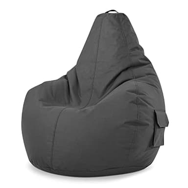 Green Bean© Pouf avec Dossier 80x70x90cm - Gaming Chair avec Remplissage 230L Doux Moelleux Lavable - Bean Bag Coussin de Sol Lounge Chair TABOURETS Fauteuil Relax Gamer Siège de Gaming Anthracite