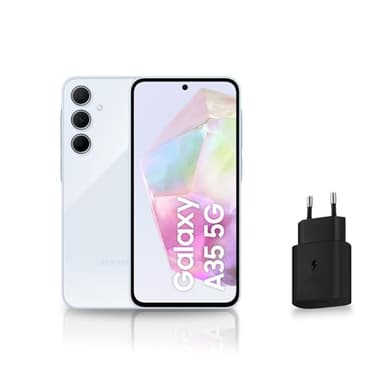Samsung Galaxy A35 5G, Smartphone Android, 128 Go, Chargeur Secteur Rapide 25W Inclus [Exclusivité Amazon], Smartphone déverrouillé, Bleu, Version FR