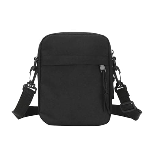 Sac Bandoulière, Sacoche Homme Bandoulière,Petit Sac Bandoulière pour Femmes,Sac Bandoulière en Toile,pour Hommes et Femmes, pour la Randonnée, la Marche, le Vélo, les Voyages, Chargeur USB (Noir)