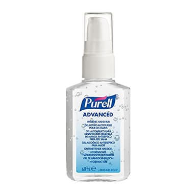 PURELL ADVANCED GEL HYDROALCOOLIQUE POUR LES MAINS, Flacon 60mL. Gel Désinfectant élimine jusqu’à 99,999 % des germes les plus courants, formulé avec des hydratants - 1 Unité