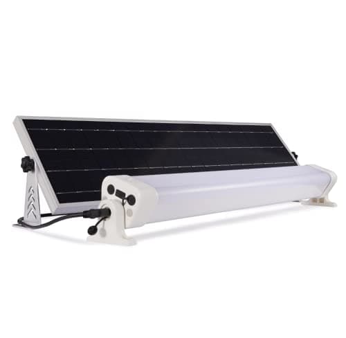 ELEDCO Lampe Solaire 24W, Tube LED 4000K, Panneau Solaire, Télécommande, Interrupteur, Détecteur de Mouvement (Lumière Neutre 4000k, 24 Watts)