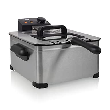 Friteuse Tristar - 1 grand panier et 2 petits paniers - Thermostat réglable - Zone froide - Pièces lavables au lave-vaisselle - 5 L - 2000 W - FR-6949