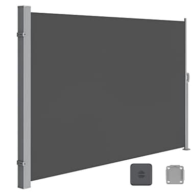 SONGMICS Store latéral avec Coffre en Acier résistant à la Rouille Extensible 160 x 450 cm, Brise-Vue, Protection Solaire, occultant, pour Balcon, terrasse, Jardin, Anthracite GSA569G01
