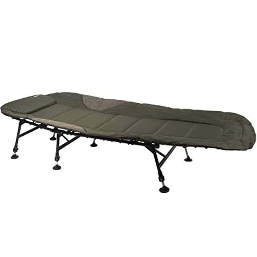 TRAXIS Flat-Bed Camping Bed - Pliable - Lit de Campagne - Lit de Pêche - Ajustable - Civière Carpe - Chaise Longue - Vert