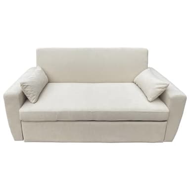 Happy Garden Canapé Convertible Matt en Velours Beige 2 Places. Canapé avec Dossier inclinable et Coussins