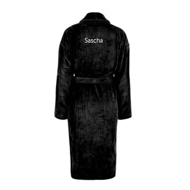 your surprise Peignoir Homme personnalisé - Cadeau anniversaire homme, Peignoir Homme brodé avec nom ou Texte (FR/ES, Alpha/lettres, L, TG, Taille normale, Taille normale, 1 taille, Noir)