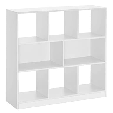VASAGLE Bibliothèque, Meuble de Rangement, Étagère, 8 Compartiments Ouverts, Utilisable à l’Horizontale, sur Le Côté ou à l’Envers, 30 x 97,5 x 100 cm, pour Salon, Bureau, Blanc LBC52WT