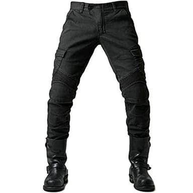 GEBIN Pantalon De Moto Hommes Jeans Renforcé, Protection D'Équitation Avec Protéger Pads (Black, M=W33.5''(85cm))