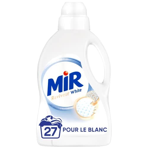Mir - Raviveur White - Lessive Liquide - Ravive le Blanc - Gardez vos vêtements longtemps - Renouvelle les fibres - Nettoie en douceur - 90% d'ingrédients d'origine naturelle - 27 lavages - 1.49L