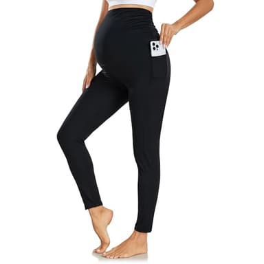 Ymmott Leggings de Maternité Taille Haute avec Poches - Pantalon Grossesse Femme Elastique Souple Maternité Vetement