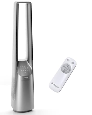 Pro Breeze Ventilateur Colonne Sans Pale - Ventilateur Tour Silencieux, Hauteur 101 cm avec 6 Vitesses, Oscillation 60°, Ventilateur Sans Lame Rafraichisseur d'Air Bladeless - Argentée
