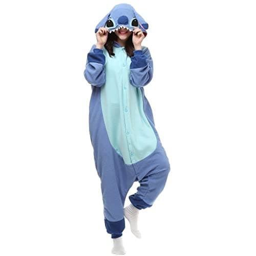 Pyjamas Onesies Cosplay Adulte Unisexe Animaux Halloween Costume Robe Loungewear (Blue Stit, M)