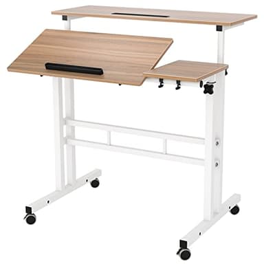 SogesPower Bureau Réglable en Hauteur, Bureau d’Ordinateur, Bureau de Bureau, Bureau d’Ordinateur divisé Amovible, 80 x 60 x 67~115 cm, Chêne