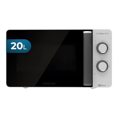 Cecotec Micro-ondes ProClean 3010. Capacité de 20 L, Revêtement Ready2Clean, 700 W de Puissance, 6 Niveaux de Fonctionnement, Minuterie 30 minutes, Mode Décongeler, Finition en Blanc.