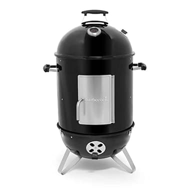 Barbecook Oskar M fumoir 3 en 1, fumoir, barbecue et brasero pour fumage à chaud et froid, en émail noir, grille 44cm, 61X54X112cm