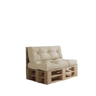 chilly pilley Coussin De Palette EU Imperméable Coussin De Jardin Imperméable Flocons De Mousse Plusieurs Tailles Et Couleurs (Set 2er. Crème)